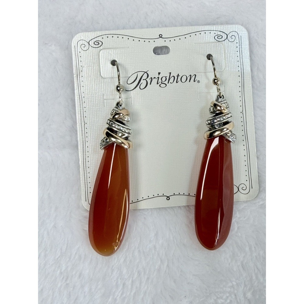Brighton Neptune's Rings Pyramid Carnelian French Wire Earrings JA405G NWT $98